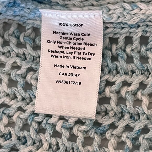 Talbots Women's Sweater Size X Small Open Weave Blue Aqua Green 100% Cotton - Picture 8 of 8